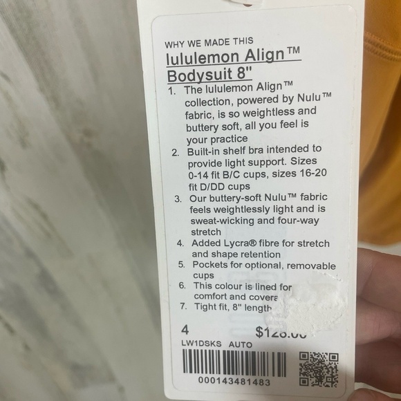 NWT Lululemon Align 8” Bodysuit Onesie size 4 Autumn Orange Nulu Yoga Activewear - Picture 7 of 9